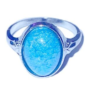 New Handmade Sterling Silver Blue Crackle Quartz Gemstone Minimalist Ring